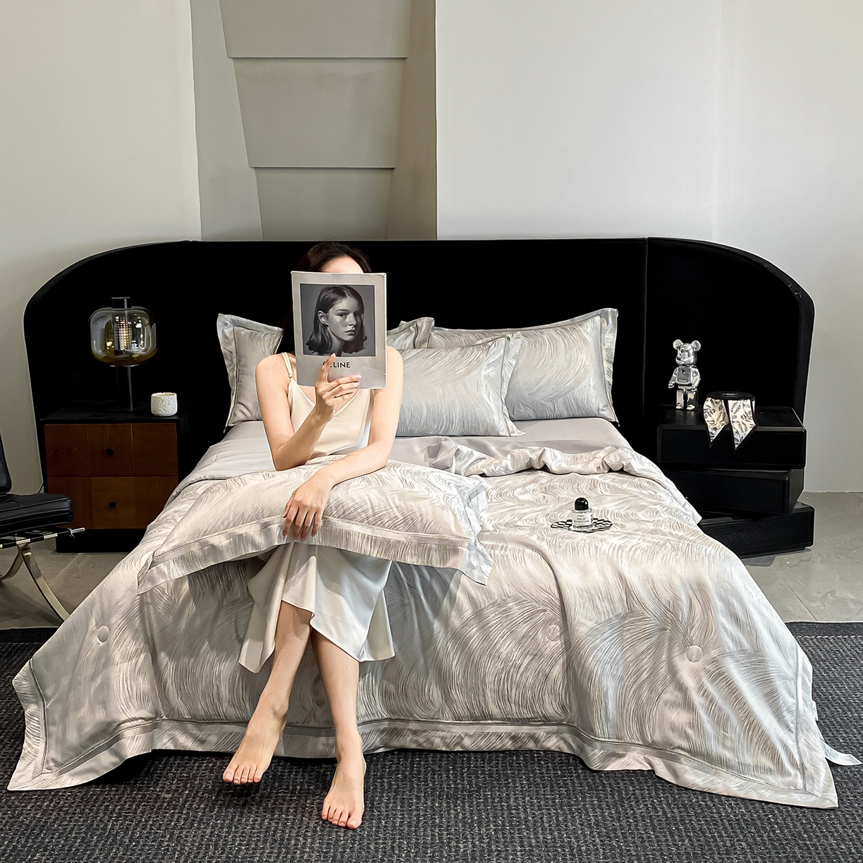 91家纺网 家纺一手货源 找家纺 （总）置顶家纺 2026新款摩登天空-大理石纹水洗天丝夏被夏凉被空调被刺绣四件套