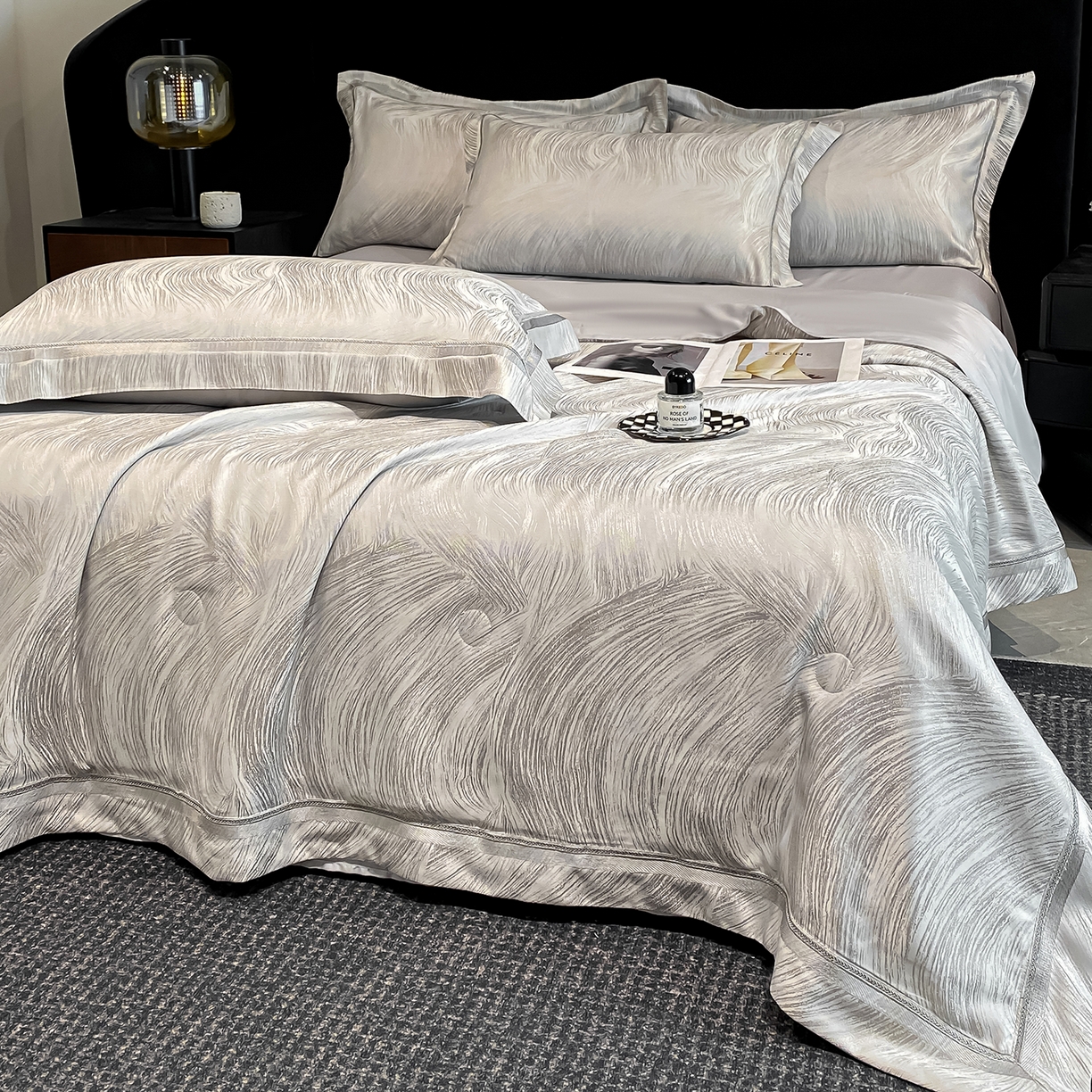 91家纺网 家纺一手货源 找家纺 （总）置顶家纺 2026新款摩登天空-大理石纹水洗天丝夏被夏凉被空调被刺绣四件套