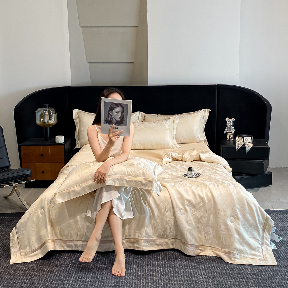 91家纺网 家纺一手货源 找家纺 置顶家纺 2026新款摩登天空-大理石纹水洗天丝夏被夏凉被空调被刺绣四件套 摩登天空-浅香槟