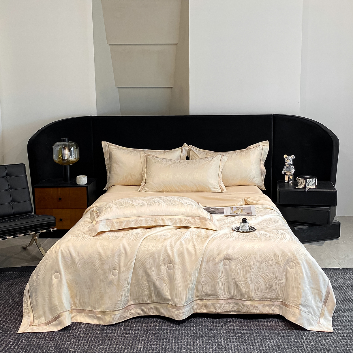 91家纺网 家纺一手货源 找家纺 置顶家纺 2026新款摩登天空-大理石纹水洗天丝夏被夏凉被空调被刺绣四件套 摩登天空-浅香槟