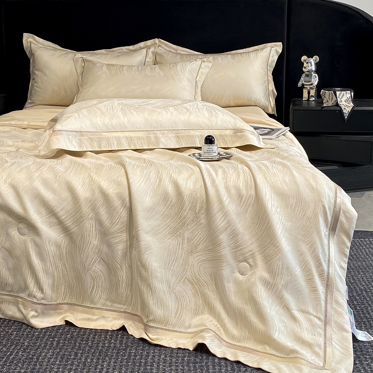 91家纺网 家纺一手货源 找家纺 置顶家纺 2026新款摩登天空-大理石纹水洗天丝夏被夏凉被空调被刺绣四件套 摩登天空-浅香槟