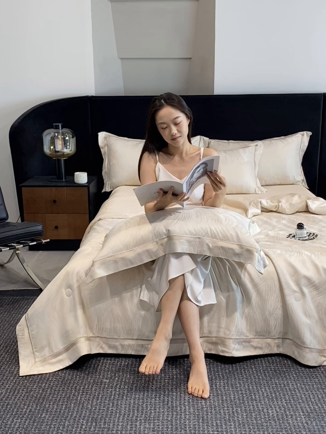 91家纺网 家纺一手货源 找家纺 置顶家纺 2026新款摩登天空-大理石纹水洗天丝夏被夏凉被空调被刺绣四件套 摩登天空-浅香槟