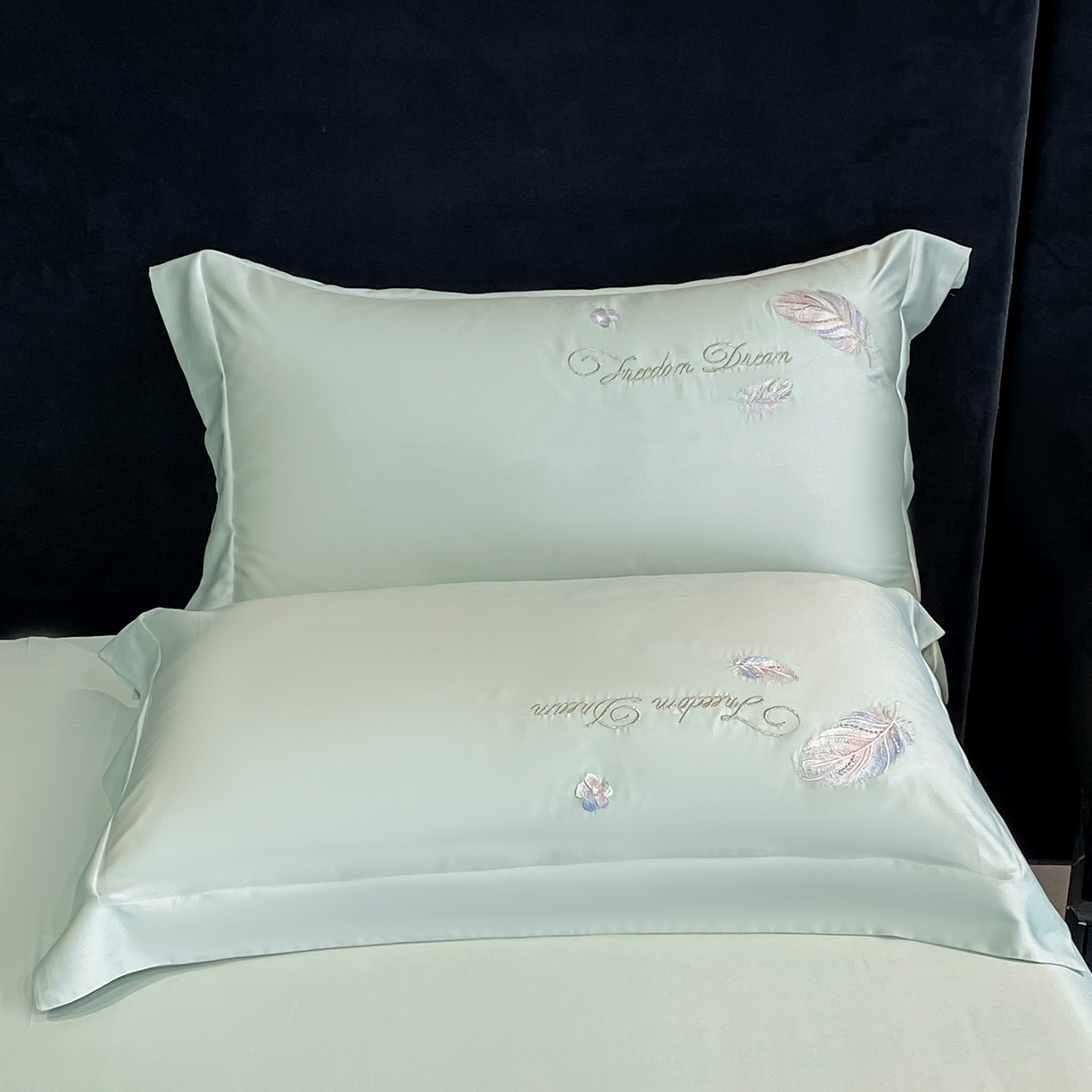 91家纺网 家纺一手货源 找家纺 置顶家纺 2026新款星羽-水洗天丝夏被刺绣樱桃夏凉被空调被刺绣四件套 星羽-繁星蓝