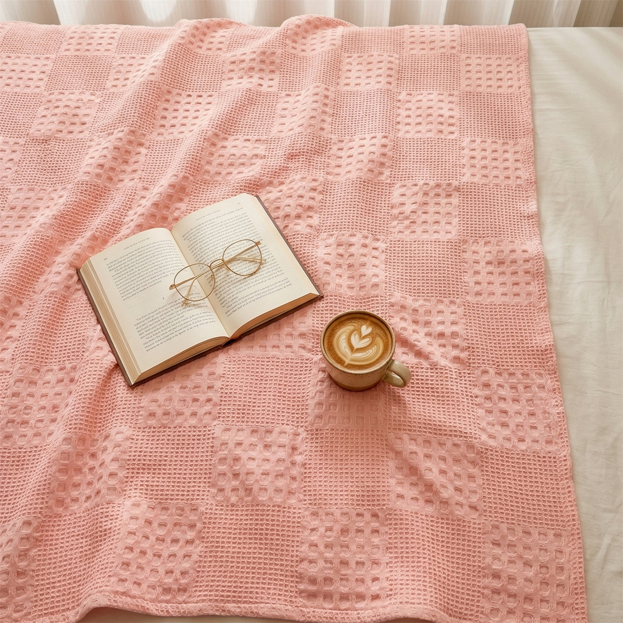 91家纺网 家纺一手货源 找家纺 娇兰毛巾 2026新款7a抗菌全棉安心棉毯盖毯艾格纱布毛巾被 粉色