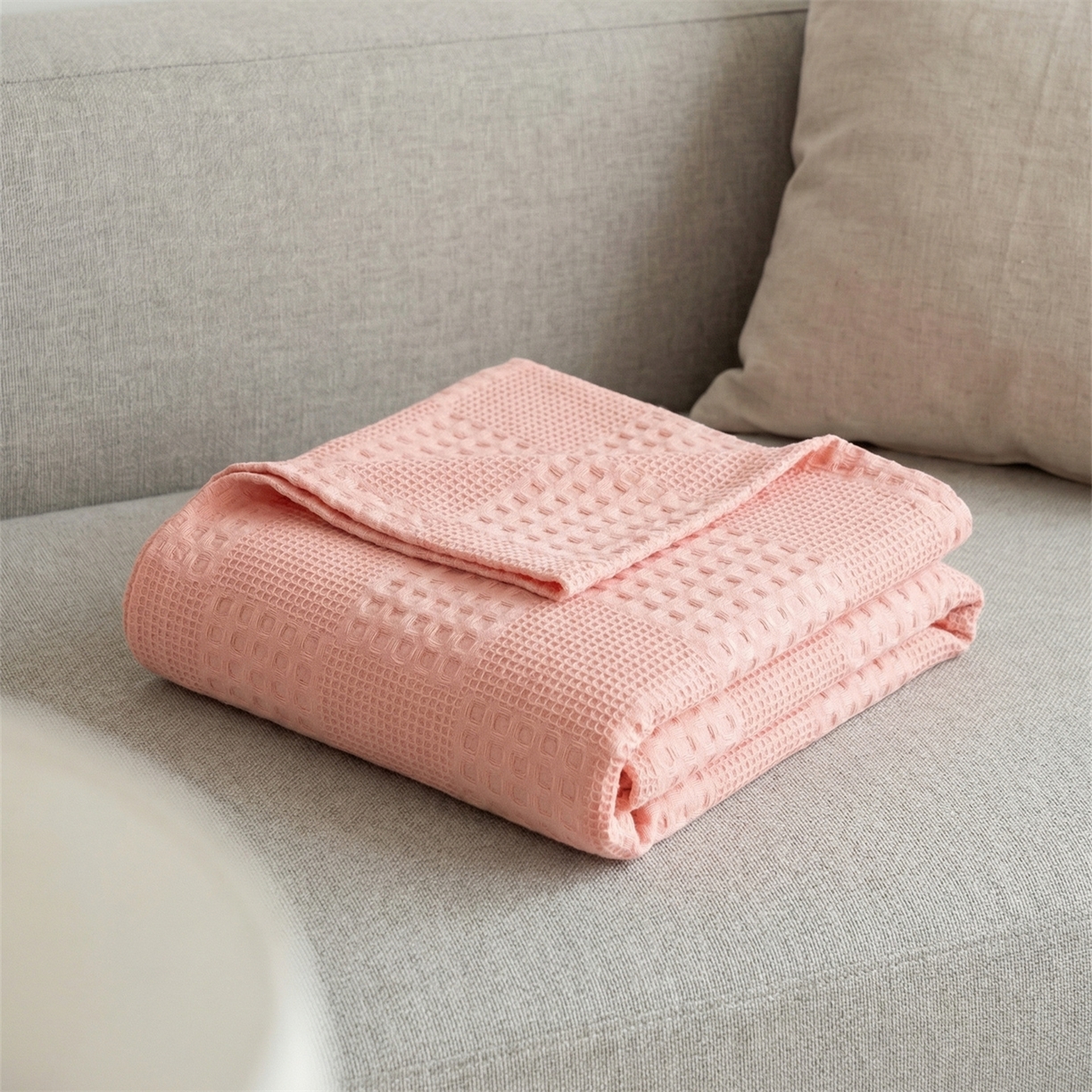 91家纺网 家纺一手货源 找家纺 娇兰毛巾 2026新款7a抗菌全棉安心棉毯盖毯艾格纱布毛巾被 粉色