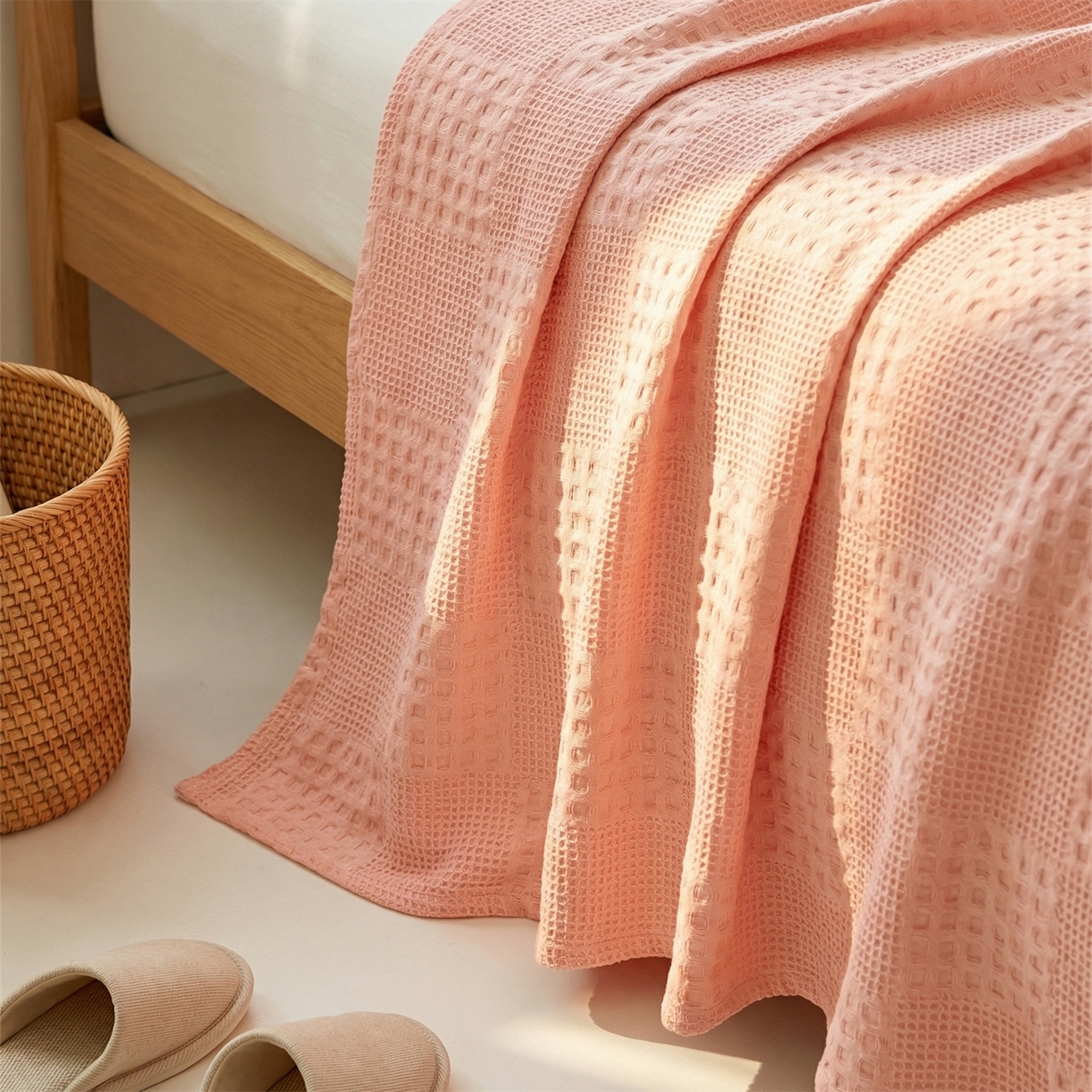 91家纺网 家纺一手货源 找家纺 娇兰毛巾 2026新款7a抗菌全棉安心棉毯盖毯艾格纱布毛巾被 粉色