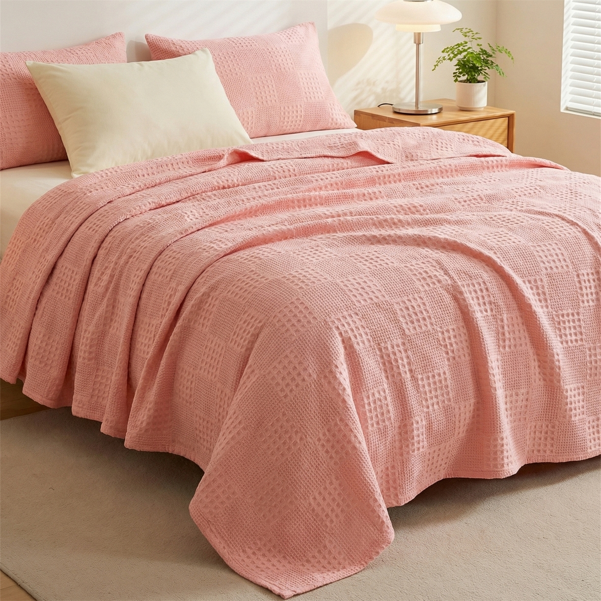 91家纺网 家纺一手货源 找家纺 娇兰毛巾 2026新款7a抗菌全棉安心棉毯盖毯艾格纱布毛巾被 粉色