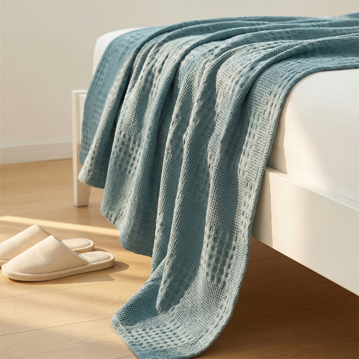 91家纺网 家纺一手货源 找家纺 娇兰毛巾 2026新款7a抗菌全棉安心棉毯盖毯艾格纱布毛巾被 蓝色