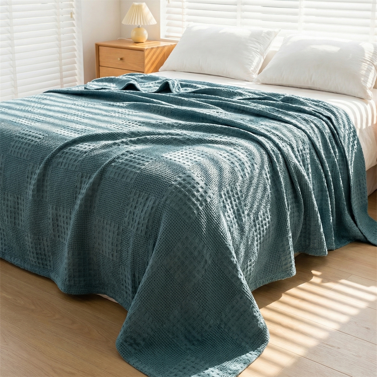 91家纺网 家纺一手货源 找家纺 娇兰毛巾 2026新款7a抗菌全棉安心棉毯盖毯艾格纱布毛巾被 蓝色