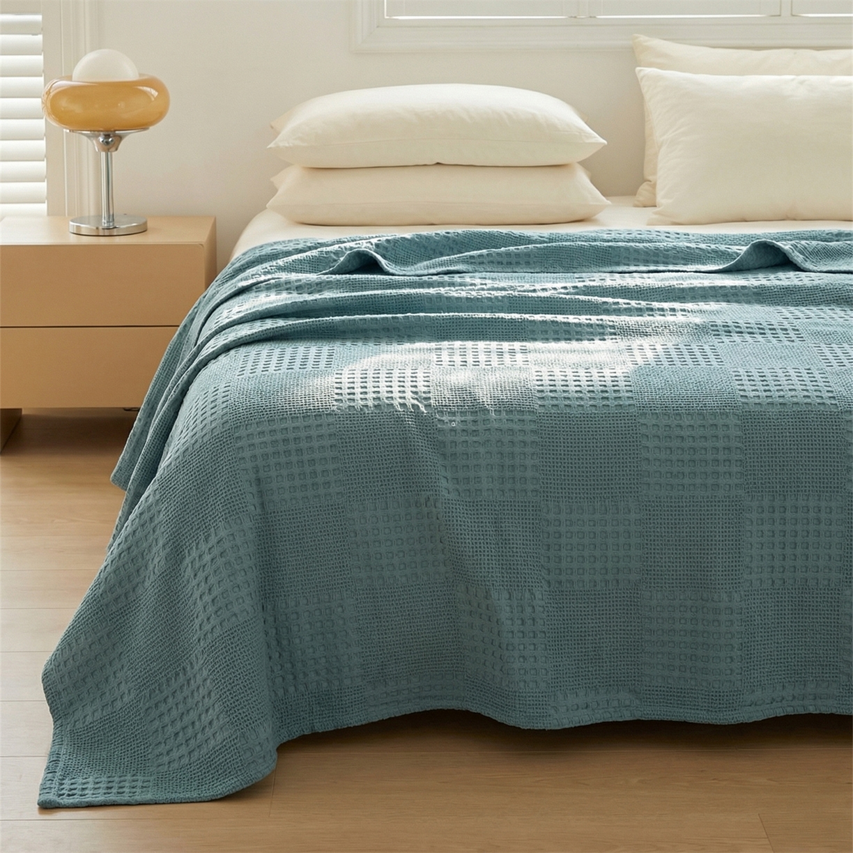 91家纺网 家纺一手货源 找家纺 娇兰毛巾 2026新款7a抗菌全棉安心棉毯盖毯艾格纱布毛巾被 蓝色