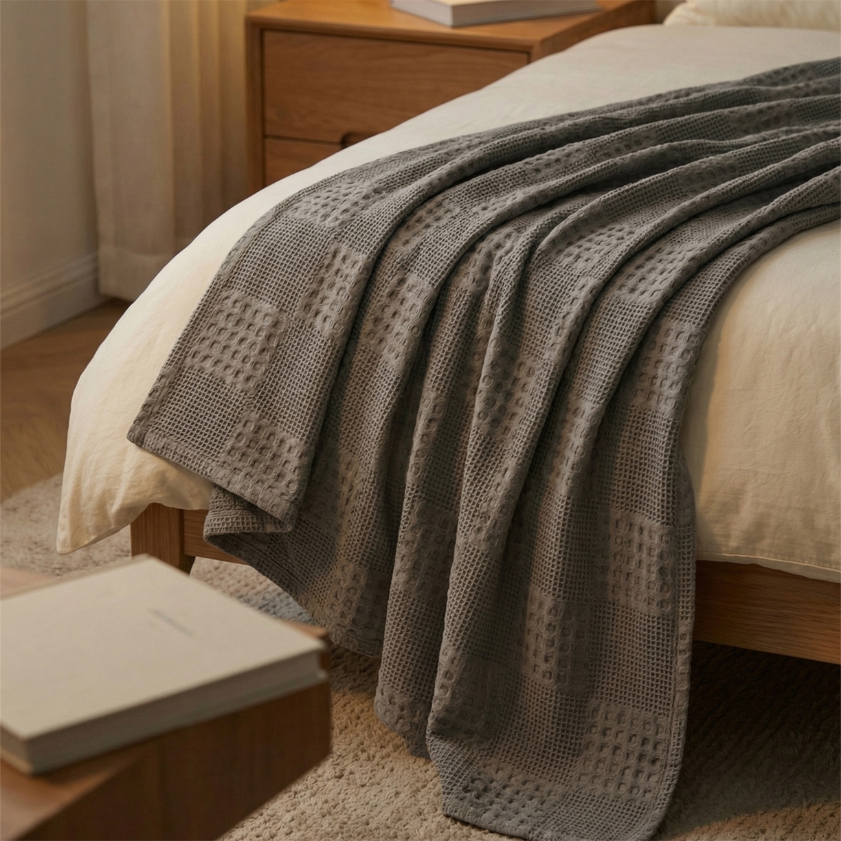 91家纺网 家纺一手货源 找家纺 娇兰毛巾 2026新款7a抗菌全棉安心棉毯盖毯艾格纱布毛巾被 深灰