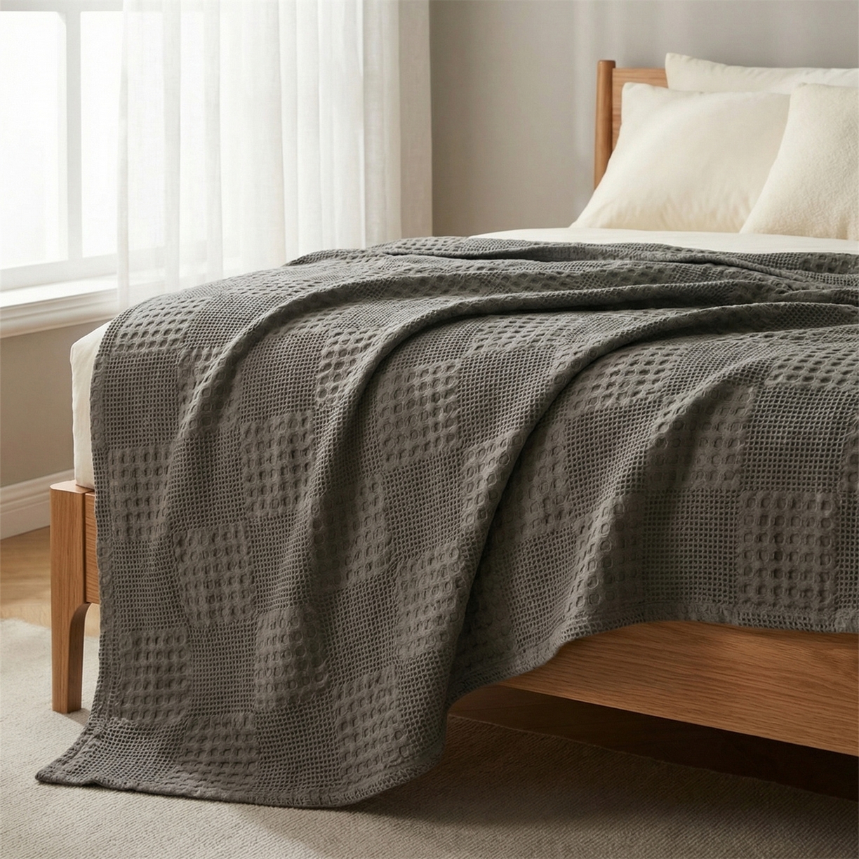 91家纺网 家纺一手货源 找家纺 娇兰毛巾 2026新款7a抗菌全棉安心棉毯盖毯艾格纱布毛巾被 深灰