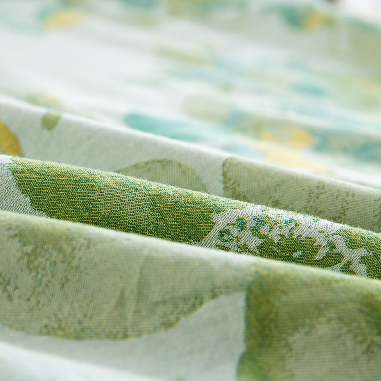 91家纺网 家纺一手货源 找家纺 仰望棉麻双层纱供应链 2026新款念奴娇全棉纯棉色织提花纽扣款四件套 念奴娇-绿色