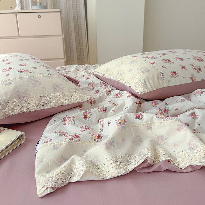 91家纺网 家纺一手货源 找家纺 （总）铺尚美家纺 2026春夏新款古法水洗云感棉夏被四件套全棉花边印花夏凉被空调被