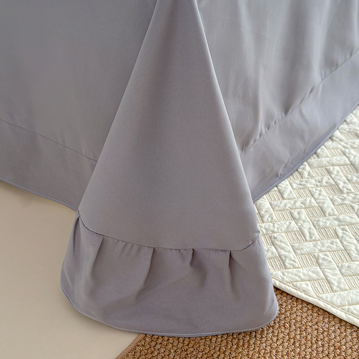 91家纺网 家纺一手货源 找家纺 铺尚美家纺 2026春夏新款古法水洗云感棉夏被四件套全棉花边印花夏凉被空调被 素羽