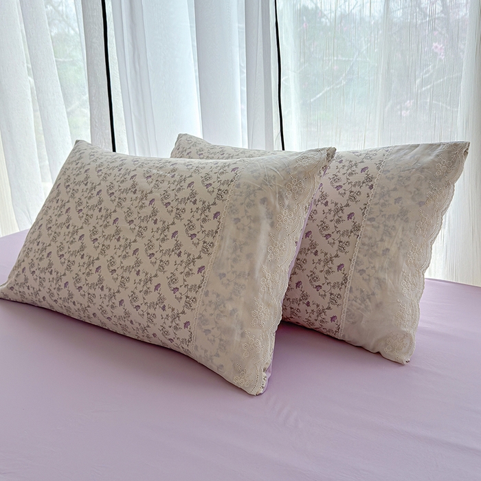 91家纺网 家纺一手货源 找家纺 铺尚美家纺 2026春夏新款古法水洗云感棉夏被四件套全棉花边印花夏凉被空调被 紫蝶