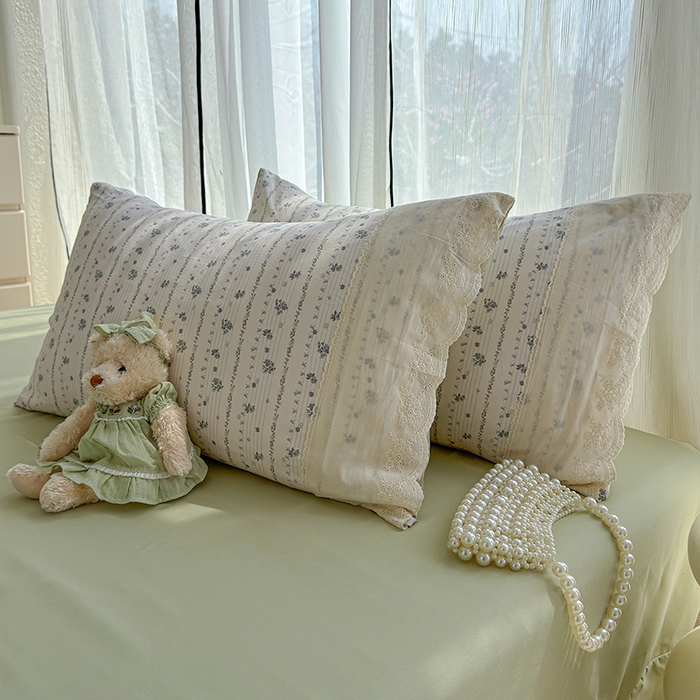 91家纺网 家纺一手货源 找家纺 铺尚美家纺 2026春夏新款古法水洗云感棉夏被四件套全棉花边印花夏凉被空调被 蓝花楹