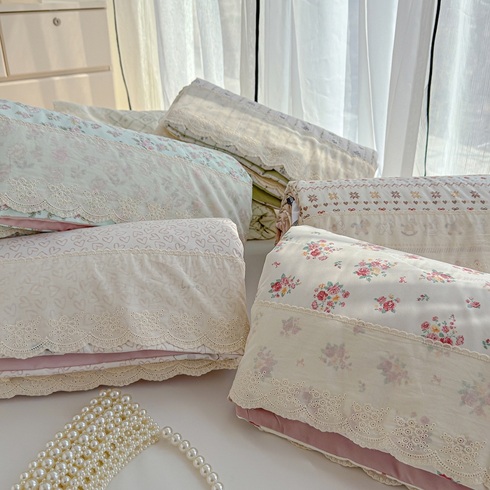 91家纺网 家纺一手货源 找家纺 铺尚美家纺 2026春夏新款古法水洗云感棉夏被四件套全棉花边印花夏凉被空调被 组合图仅供参考不可下单