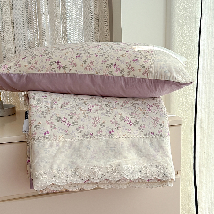 91家纺网 家纺一手货源 找家纺 铺尚美家纺 2026春夏新款古法水洗云感棉夏被四件套全棉花边印花夏凉被空调被 花酿