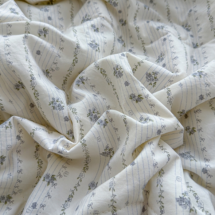 91家纺网 家纺一手货源 找家纺 铺尚美家纺 2026春夏新款古法水洗云感棉夏被四件套全棉花边印花夏凉被空调被 蓝花楹