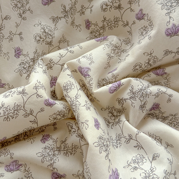 91家纺网 家纺一手货源 找家纺 铺尚美家纺 2026春夏新款古法水洗云感棉夏被四件套全棉花边印花夏凉被空调被 紫蝶