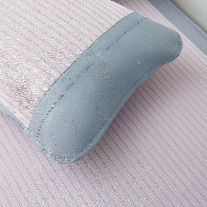 91家纺网 家纺一手货源 找家纺 航途席业 2026新款刺绣可水洗碳光冰丝席宽包边无纺布冰丝席艾香系列 艾香条纹床席款树莓粉