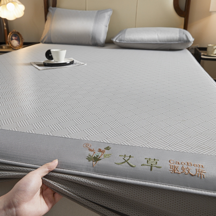 91家纺网 家纺一手货源 找家纺 （总）航途席业 2025新款凉席三明治刺绣可水洗碳光冰丝席宽包边艾香系列