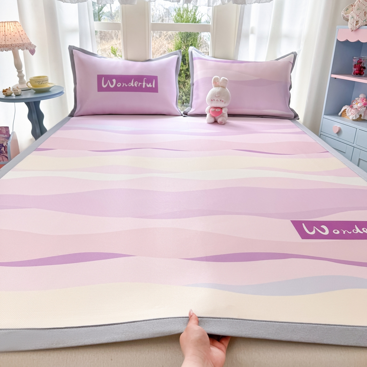 川悦生活 2026新款碳光冰丝大阪卡通凉席 bu卡卡-香芋