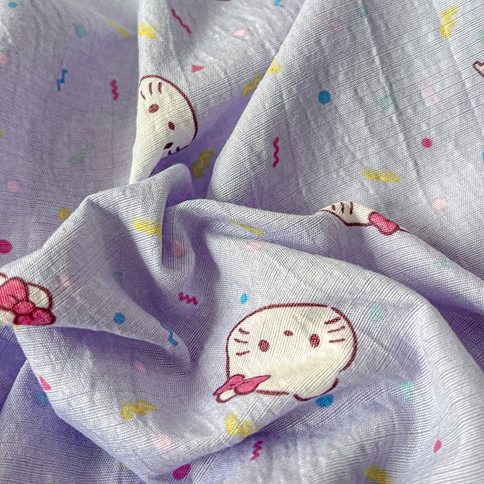 91家纺网 家纺一手货源 找家纺 水木坊 2025新款云感提花双层纱花边床单 蓝梅猫猫