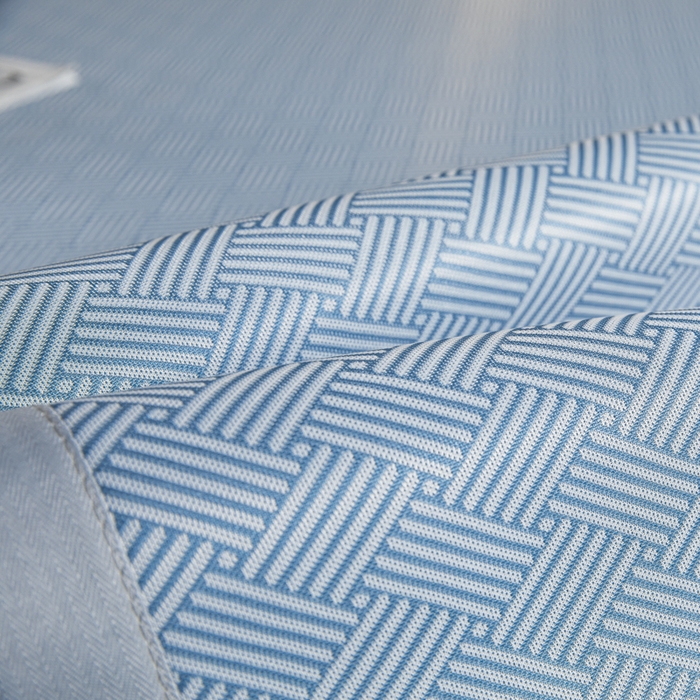 91家纺网 家纺一手货源 找家纺 航途席业 2025新款凉席三明治刺绣可水洗碳光冰丝席宽包边艾香系列 艾香冰丝席饼干-蓝