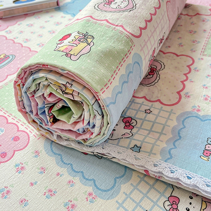 91家纺网 家纺一手货源 找家纺 水木坊 2025新款云感提花双层纱花边床单 蛋糕派队