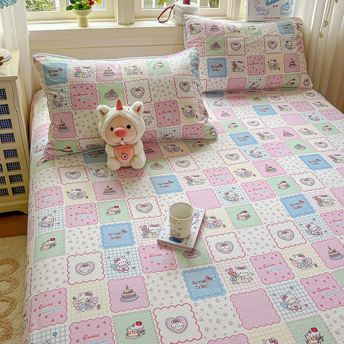 91家纺网 家纺一手货源 找家纺 水木坊 2025新款云感提花双层纱花边床单 蛋糕派队