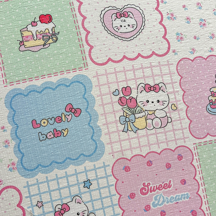 91家纺网 家纺一手货源 找家纺 水木坊 2025新款云感提花双层纱花边床单 蛋糕派队