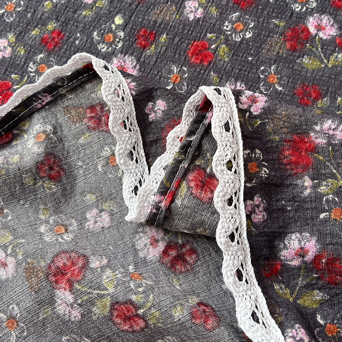 91家纺网 家纺一手货源 找家纺 水木坊 2025新款云感提花双层纱花边床单 复古玫瑰