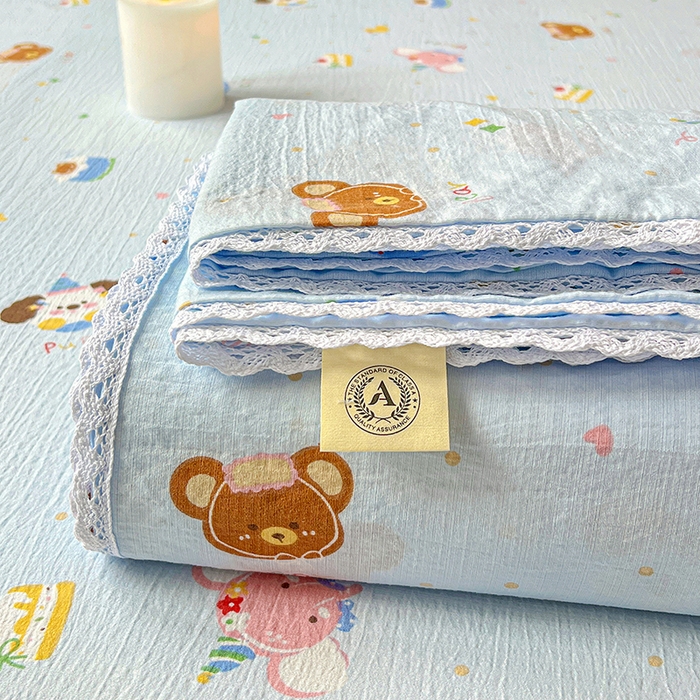 91家纺网 家纺一手货源 找家纺 水木坊 2025新款云感提花双层纱花边床单 生日派对