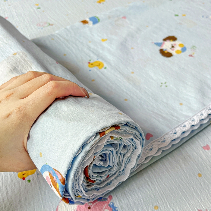 91家纺网 家纺一手货源 找家纺 水木坊 2025新款云感提花双层纱花边床单 生日派对