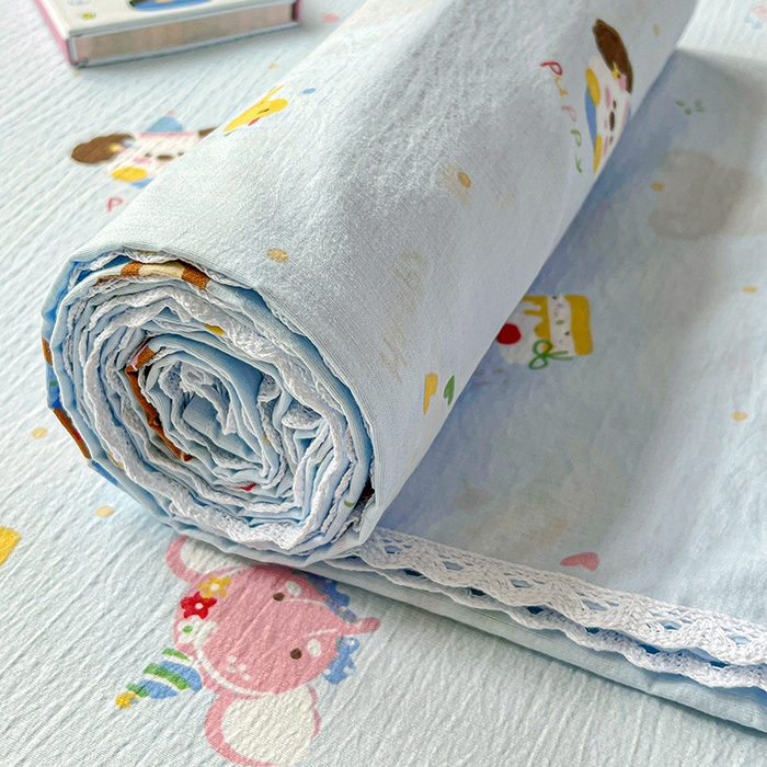 91家纺网 家纺一手货源 找家纺 水木坊 2025新款云感提花双层纱花边床单 生日派对