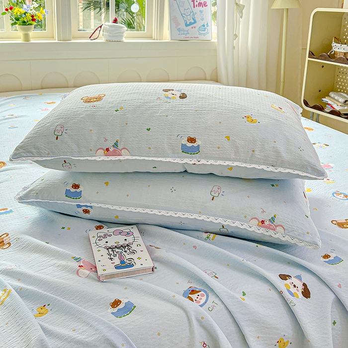 91家纺网 家纺一手货源 找家纺 水木坊 2025新款云感提花双层纱花边床单 生日派对