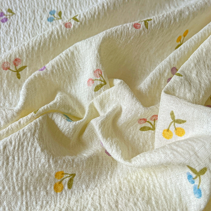 91家纺网 家纺一手货源 找家纺 水木坊 2025新款云感提花双层纱花边床单 小樱桃