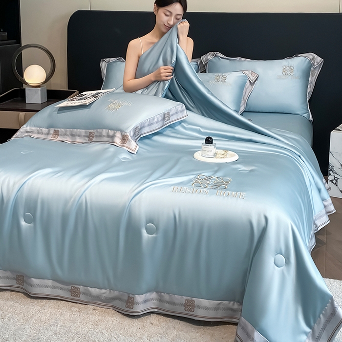 91家纺网 家纺一手货源 找家纺 （总）露梦家纺 2026新款初夏水洗真丝夏被四件套