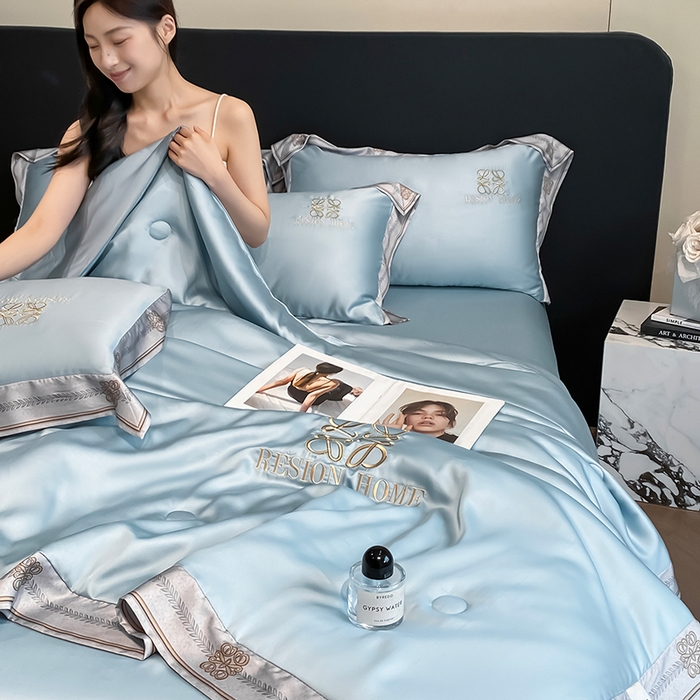 91家纺网 家纺一手货源 找家纺 （总）露梦家纺 2026新款初夏水洗真丝夏被四件套