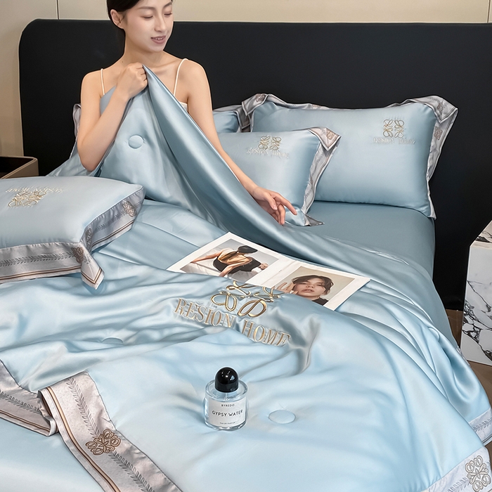 91家纺网 家纺一手货源 找家纺 （总）露梦家纺 2026新款初夏水洗真丝夏被四件套