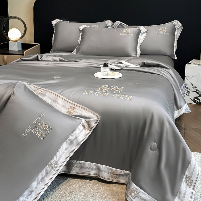 91家纺网 家纺一手货源 找家纺 露梦家纺 2026新款初夏水洗真丝夏被四件套 初夏-高级灰
