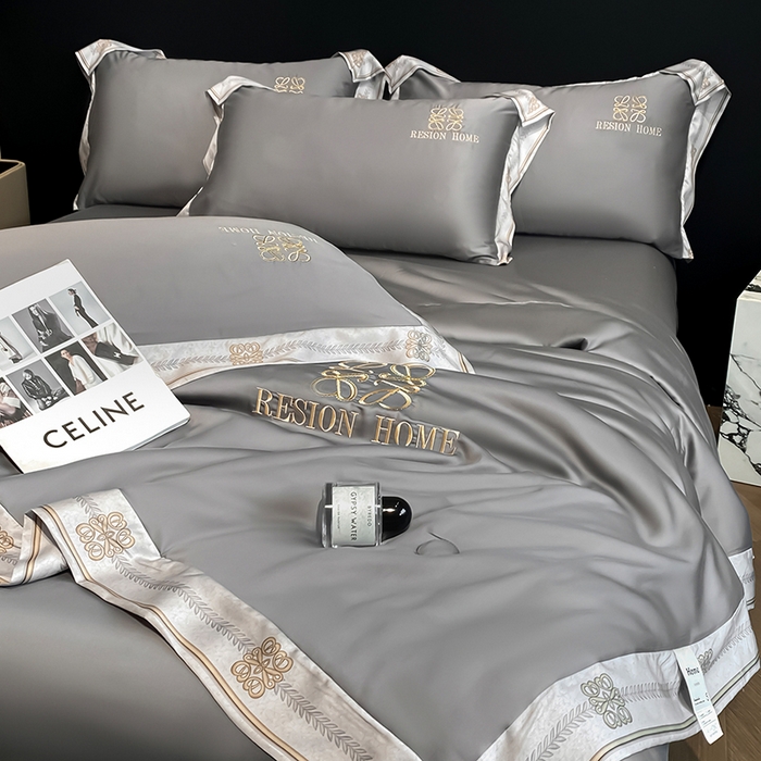 91家纺网 家纺一手货源 找家纺 露梦家纺 2026新款初夏水洗真丝夏被四件套 初夏-高级灰