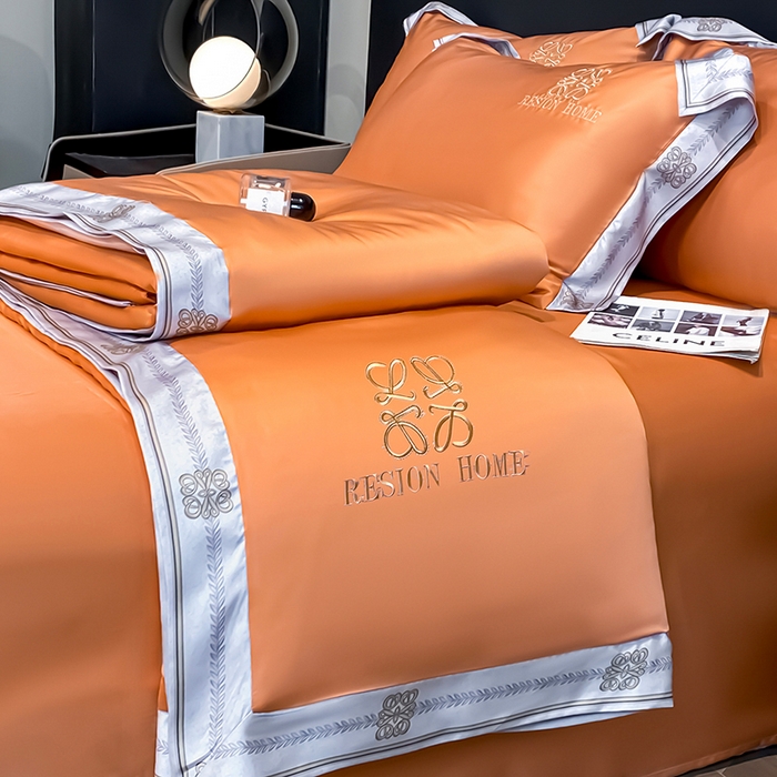 91家纺网 家纺一手货源 找家纺 露梦家纺 2026新款初夏水洗真丝夏被四件套 初夏-玛仕橘