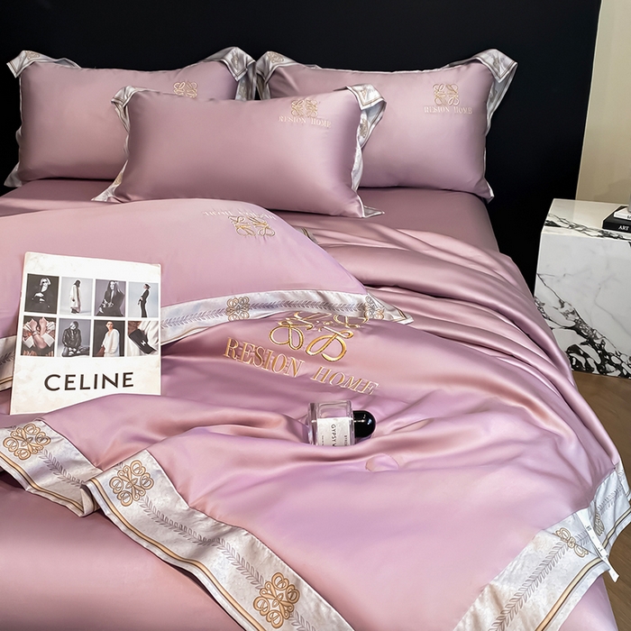 91家纺网 家纺一手货源 找家纺 露梦家纺 2026新款初夏水洗真丝夏被四件套 初夏-木槿紫