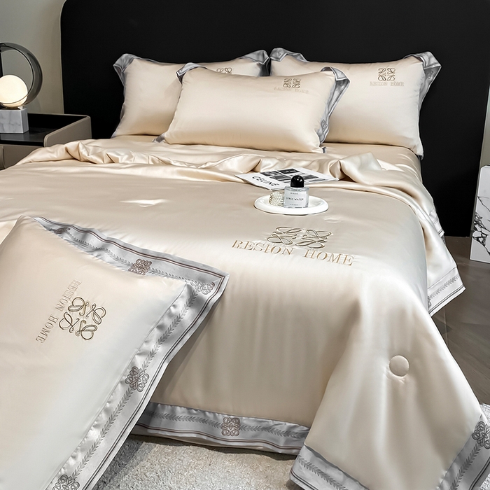 91家纺网 家纺一手货源 找家纺 露梦家纺 2026新款初夏水洗真丝夏被四件套 初夏-浅香槟