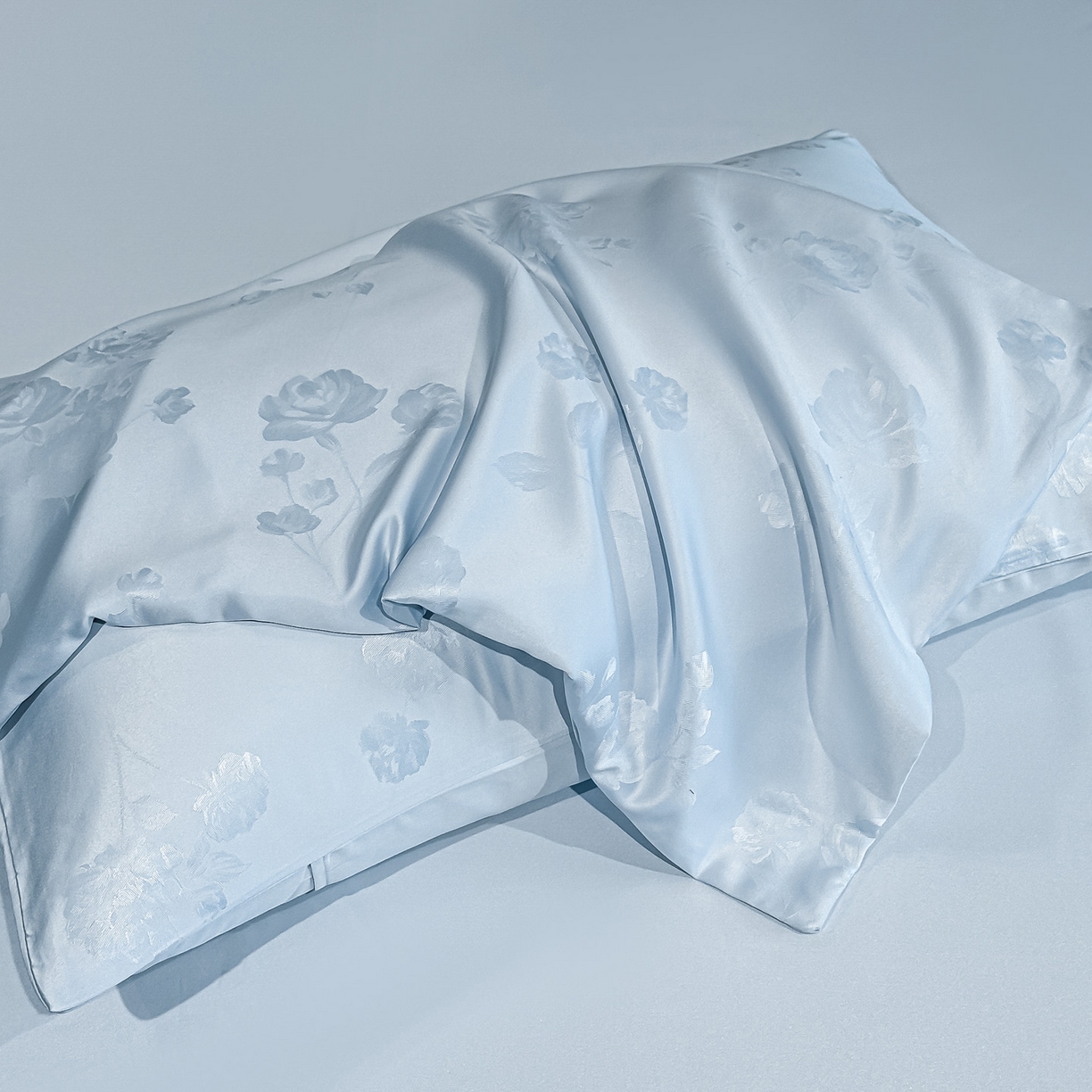 91家纺网 家纺一手货源 找家纺 顺兴家居 2026新款提花水洗真丝四件套 喜花市-天蓝