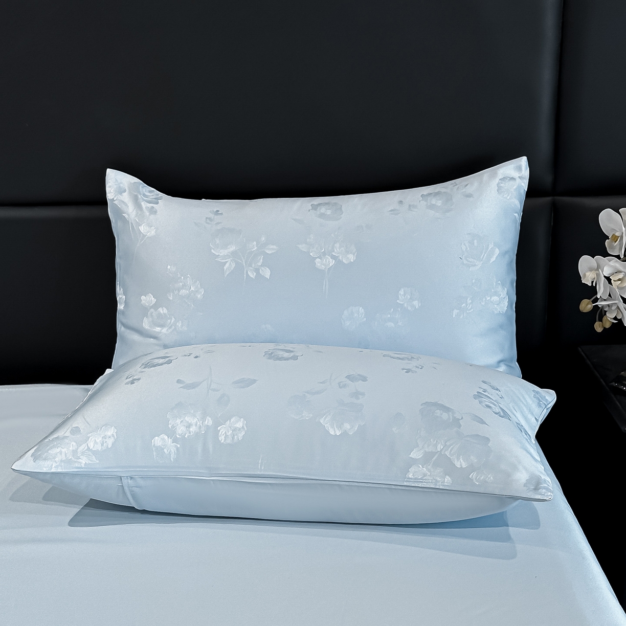 91家纺网 家纺一手货源 找家纺 顺兴家居 2026新款提花水洗真丝四件套 喜花市-天蓝