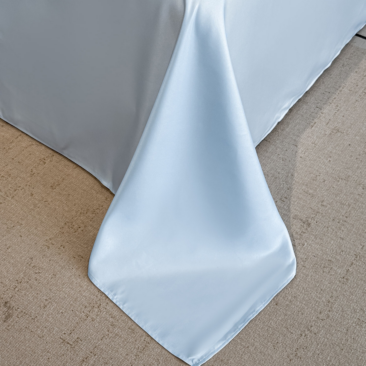 91家纺网 家纺一手货源 找家纺 顺兴家居 2026新款提花水洗真丝四件套 喜花市-天蓝